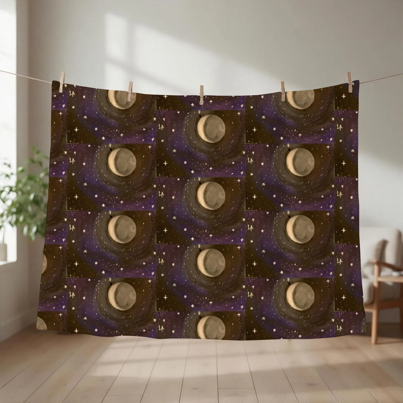 Moon Phase IV Waning Crescent Throw Blanket