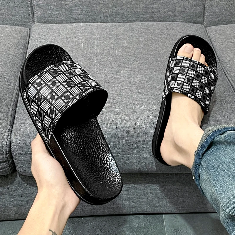 

Мужские домашние тапочки больших размеров, мягкие и удобные, для ванной, из ЭВА, на плоской толстой подошве, для улицы и пляжа, летние