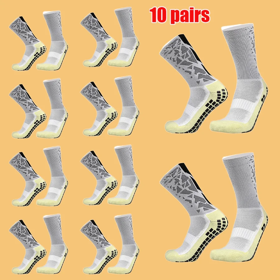 

10 Pairs New Fashion Camo Sports Comfortable Breathable Soccer Socks Non-slip Silicone Football Volleyball Badminton Yoga Socks