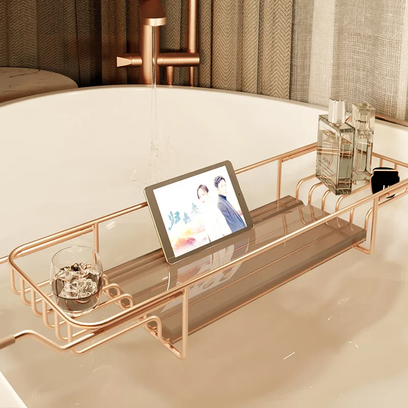 Bathtub Storage Rack Bath Internet Celebrity Bathroom Light Luxury Bathtub Shelf Bathroom Storage Rack Upgrade Retractable