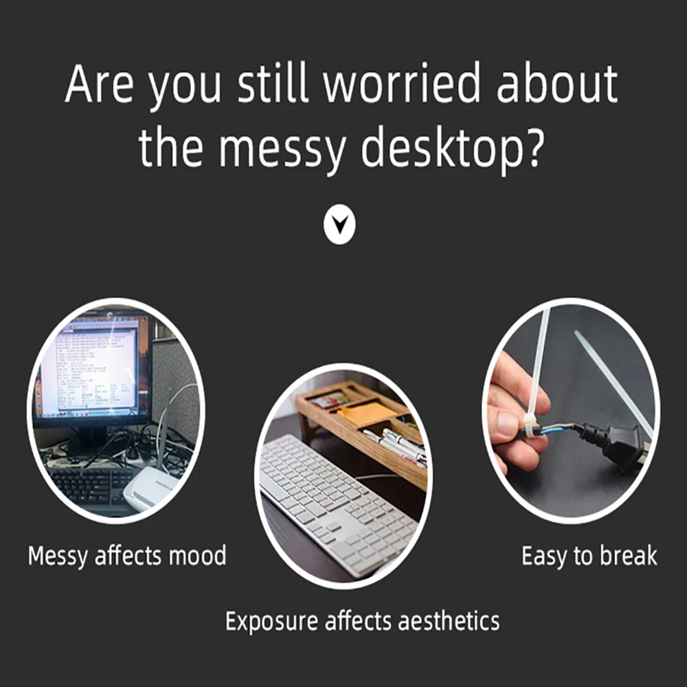 Desktop Abs Plastic Brush Wire Box Office Organizer Pc Computer Desktop Table Cable Cover  Organization Outlet Cover Plug Holder