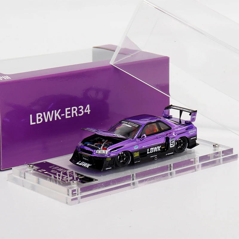 1/64 Skyline Gtr Er34 Lbwk Alloy Purple Plating Toys Car Model Metal Diecasts Toy Vehicles Authentic Exquisite Interior Gift