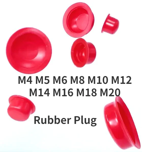 

500pcs M5-M20 Silicone Rubber Cap Plug Thread Protection Cover Hose Pipe Sleeve Blanking End Cap Inserts Sealing Hole Plug Red