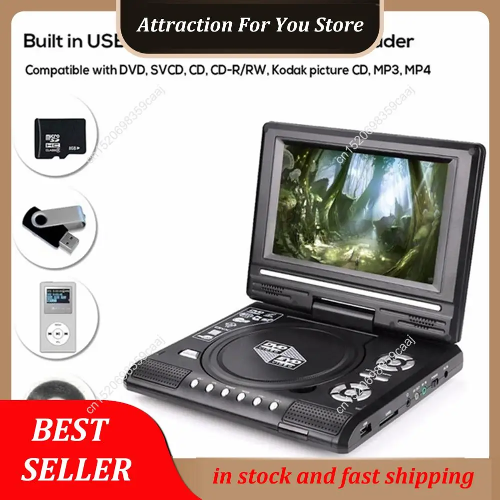 حار بيع المحمولة 7.8 بوصة التلفزيون المنزل مشغل ديفيدي للسيارة HD VCD CD MP3 HD EVD لاعب مع وظيفة التلفزيون/FM/USB/اللعبة-الاتحاد الأوروبي التوصيل