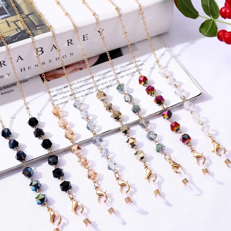 Natural Stone Beaded Glasses Chain Lanyard Jewelry for Women Crystal Charm Sunglasses Mask Holder Neck Strap Eyewear Accessories