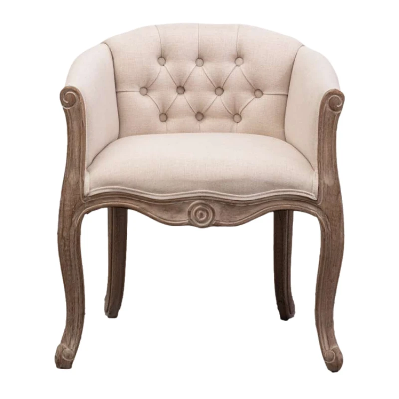 Sofa Chair French Style Solid Wood Bedroom Used Famous Hotel Dining Retro Coffee Cloth Single Tiger Furniture