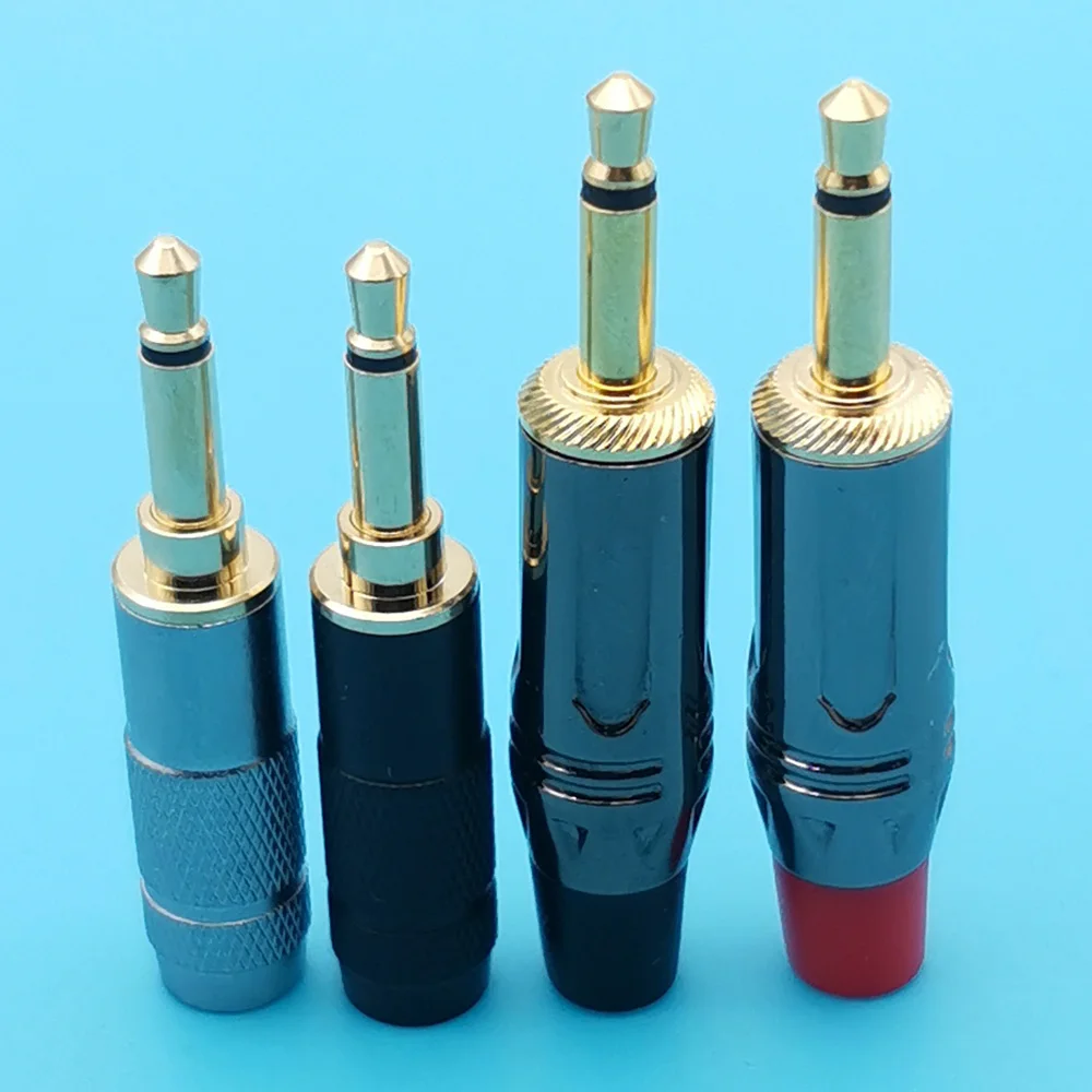 10pcs Earphone Jack 3.5 mm Audio Adapter Male Plug Mono 2 Poles Gold Plated Headphone Replace Plugs 3.5mm Stereo AUX Connectors