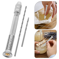 1 set 1 Set Of Manual Diy Hole Puncher Mini Hand For Home Metal Hole Punch Tool With Long Short Drill Bits Durable Sturdy