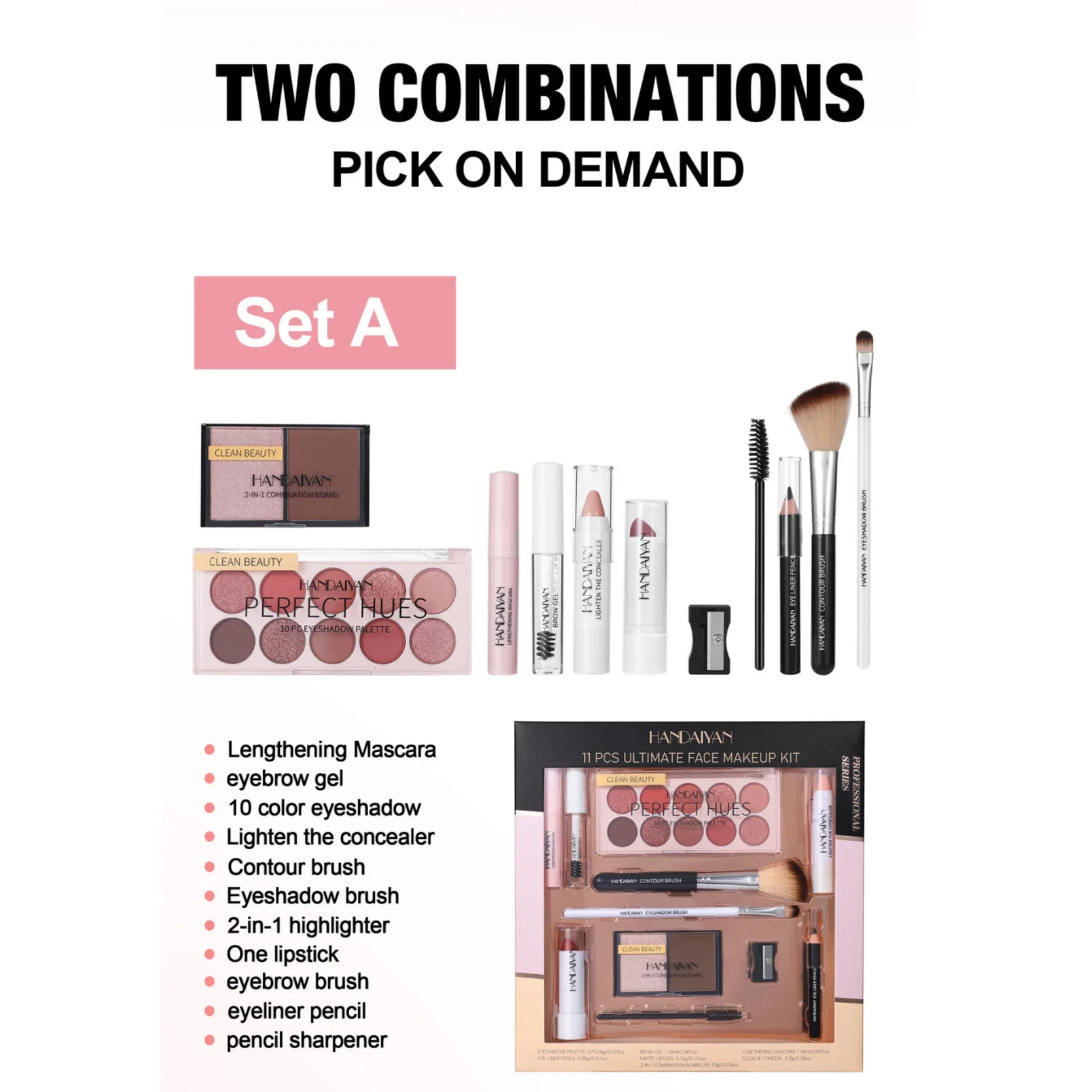 Professionele Make-up Kit 11-delige Oogschaduw Contour Blusher Set Waterdicht Hooggepigmenteerde Smudge Proof Gezicht Cosmetica Collecti