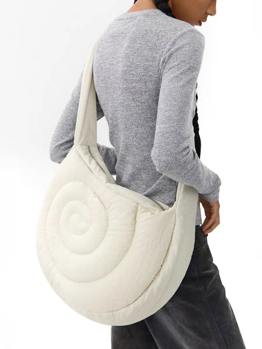 Sac à Main en Nylon et Coton pour Femme et Fille, Nouvelle Mode, Bouffante Escargot, Remplissage, Automne, Hiver, Initié, Simple, Bureau