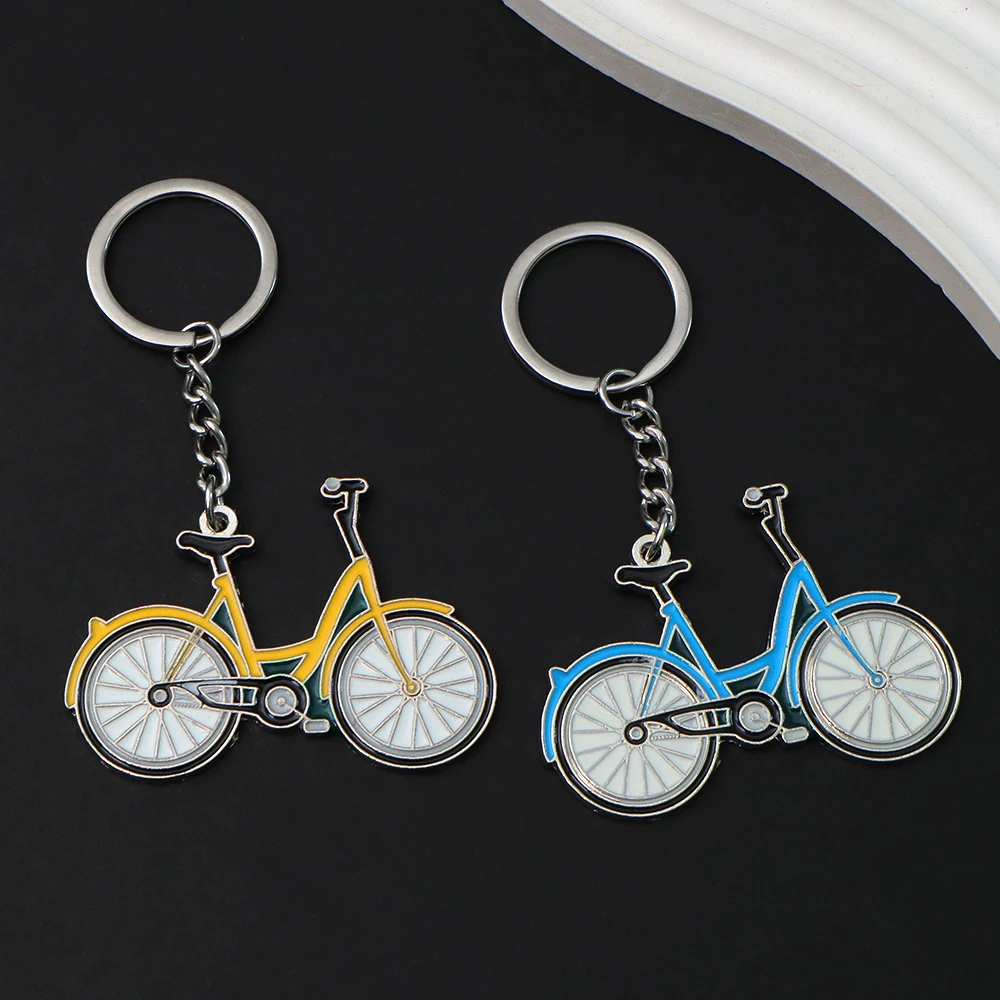 Creative Mini Bicycle Keychain Simple Blue Yellow Bike Key Ring  for Women Men Car Backpack Phone Case Pendant Gifts