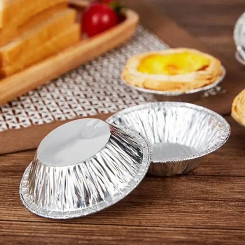100PCS Disposable Egg Tart Molds Healthy Aluminum Foil Cupcake Mold Cake Cookie Baking Cups for Home Kitchen Party Bakeware