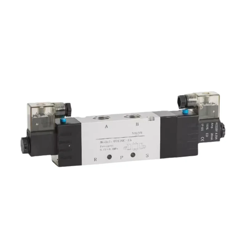 4V430-15 Solenoid Valve 3-position 5-port normally closed solenoid valve with 6mm 8mm 10mm 12mm fitting