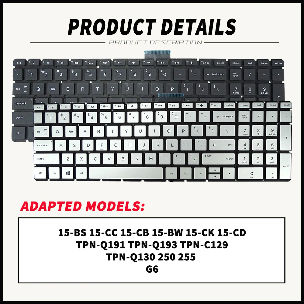 Imagem -02 - Teclado para Notebook hp 15-bs Luz e Sombra Assistente 15-cb076tx Tpn-q193 Gray Tpn-q193 Tpn-q191 Tpn-q193 Novo