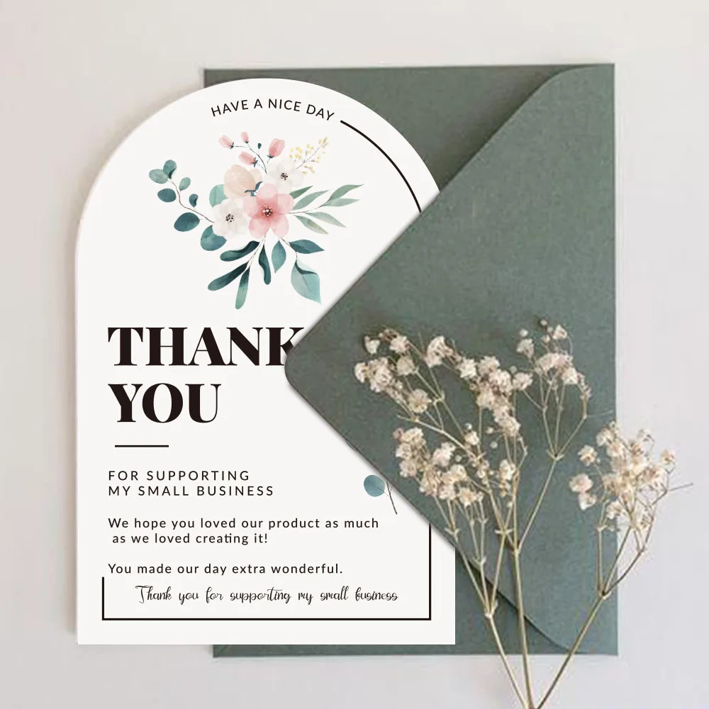 30pcs Thank You for Supporting My Small Business Card Thanks Greeting Card Appreciation Cardstock for Sellers Gift Merci Card