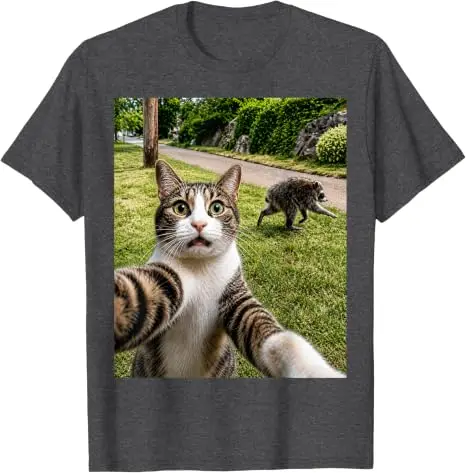 Jimothy Cat Selfie Raccoon Legend T-Shirt Y2k Niedliches Jimothy Raccoon Kitty Lover Grafik-Bekleidung für Frauen Männer Streetwear T-Shirts – Detail 13