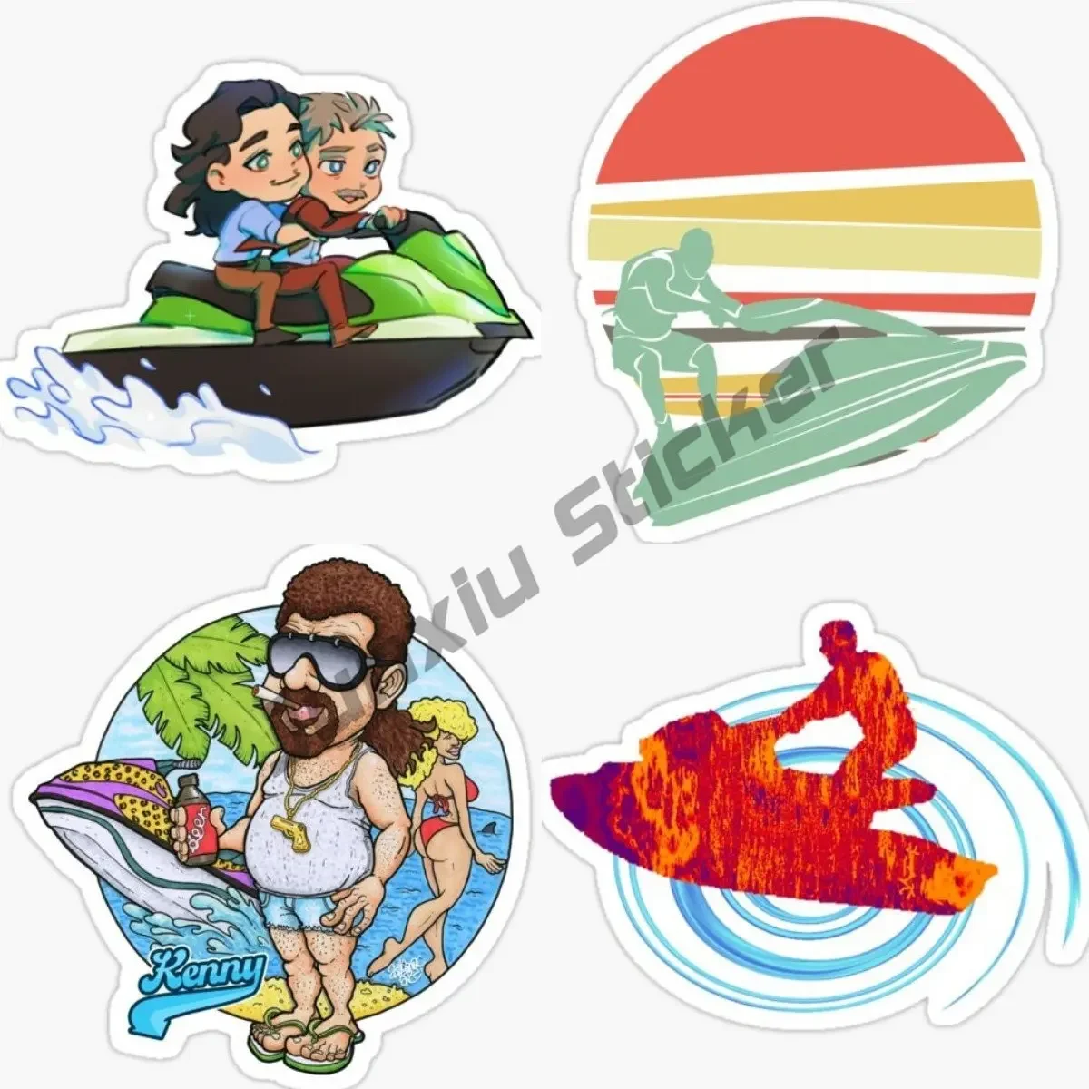 

Funny Jet Ski Sexy Girl Warning Decal Sunscreen Occlusion Scratch Decals Styling Boat Accessories
