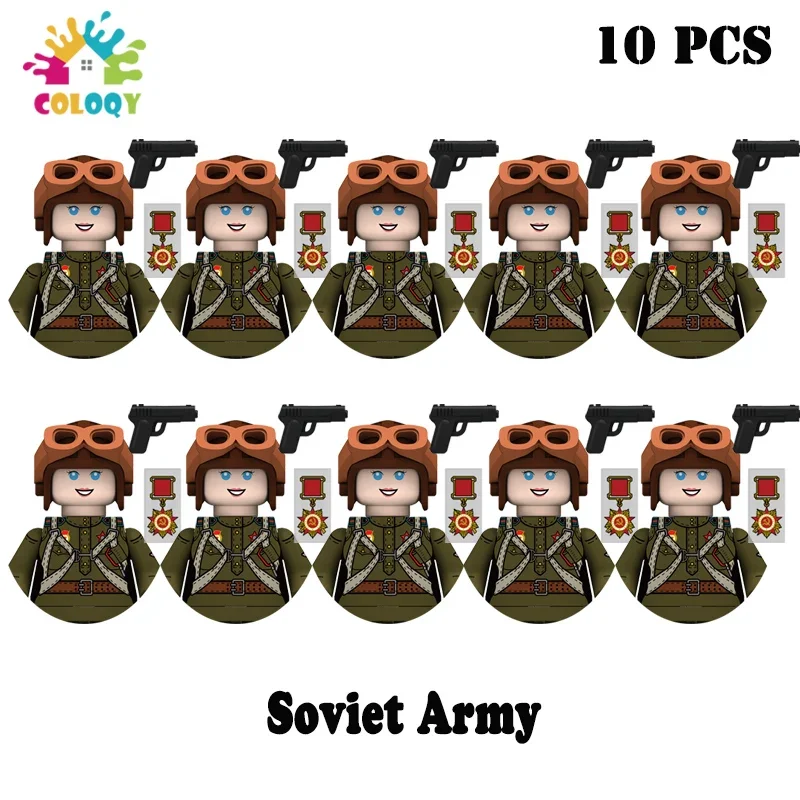 Kinder Spielzeug 10 teile/satz WW2 Bausteine UNS UK Sowjetische Soldaten Mini Action-figuren Pädagogisches Spielzeug Für Kinder Geburtstag Geschenke