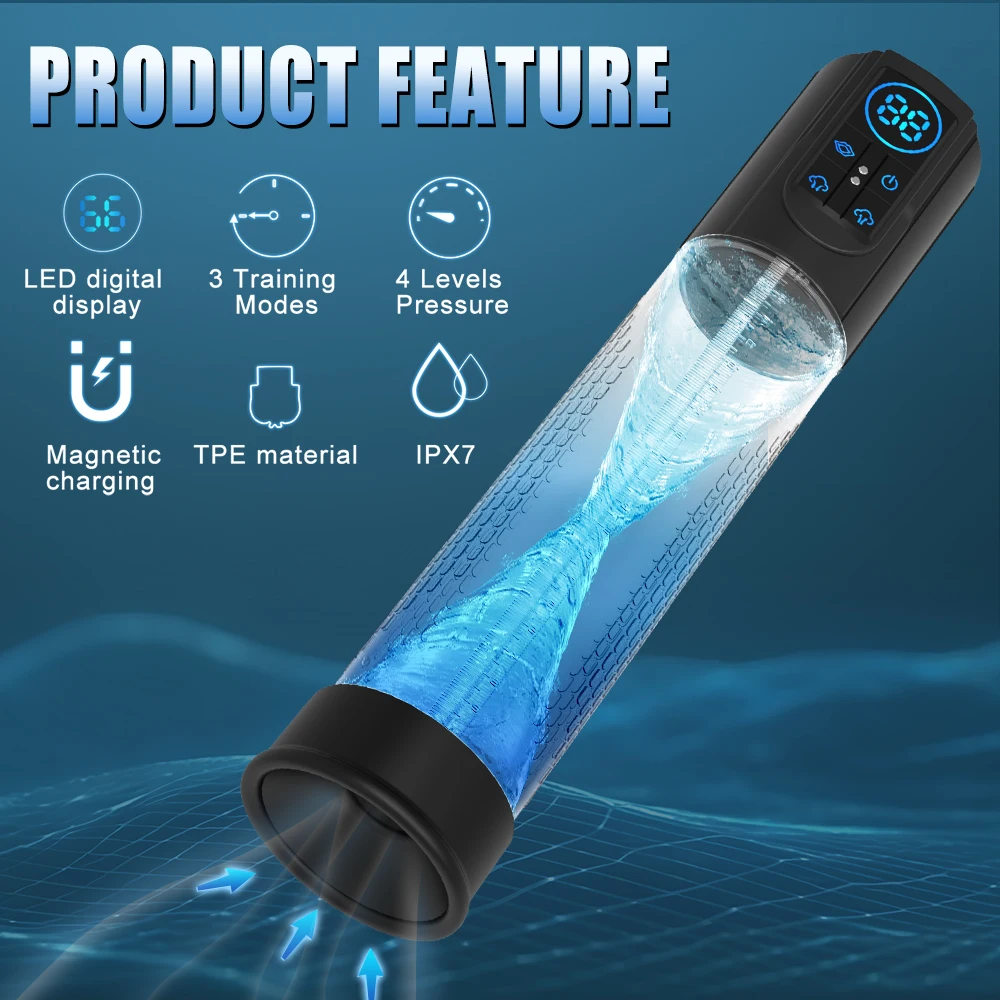 IPX7 مضخة القضيب الكهربائية ألعاب الجنس الكبار ديك المكبر للرجال الانتصاب الهواء المياه موسع 4 التدريب 3 شفط ذكر الاستمناء