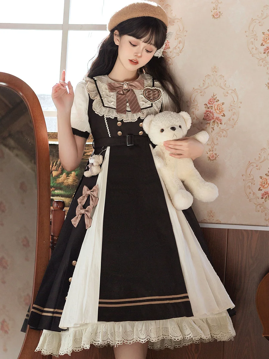 Full Appointment Unknown Star Chocolate Workshop OP Elegant Lolita Daily Short Sleeve Dress Spring/Summer