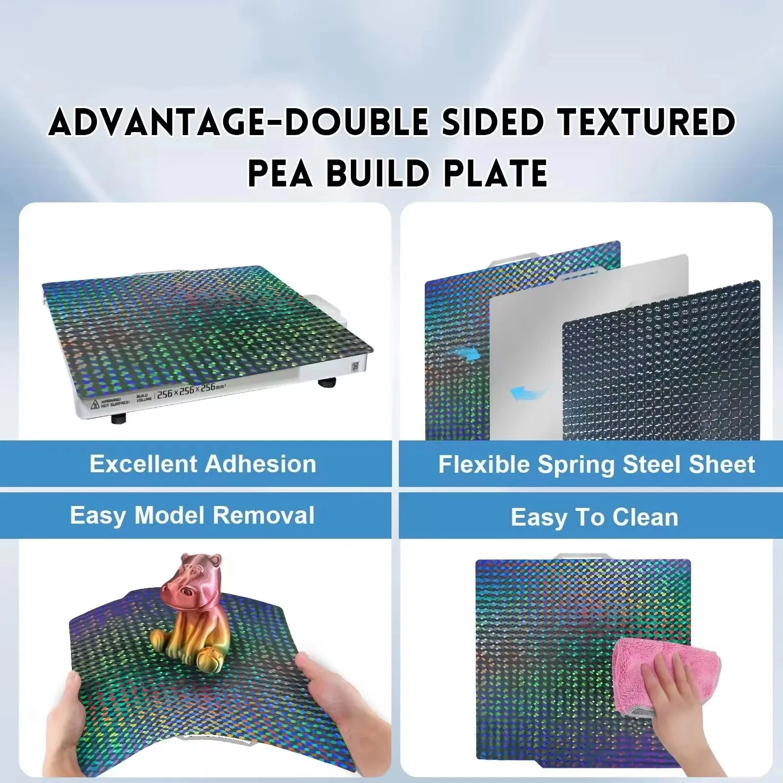 Bambulab Build Plate 257x257 Spring Steel Sheet Pei smooth Peo H1H Sheet A1 x1c P1S build plate 3d Printer Bamboo Lab UpgradeBed