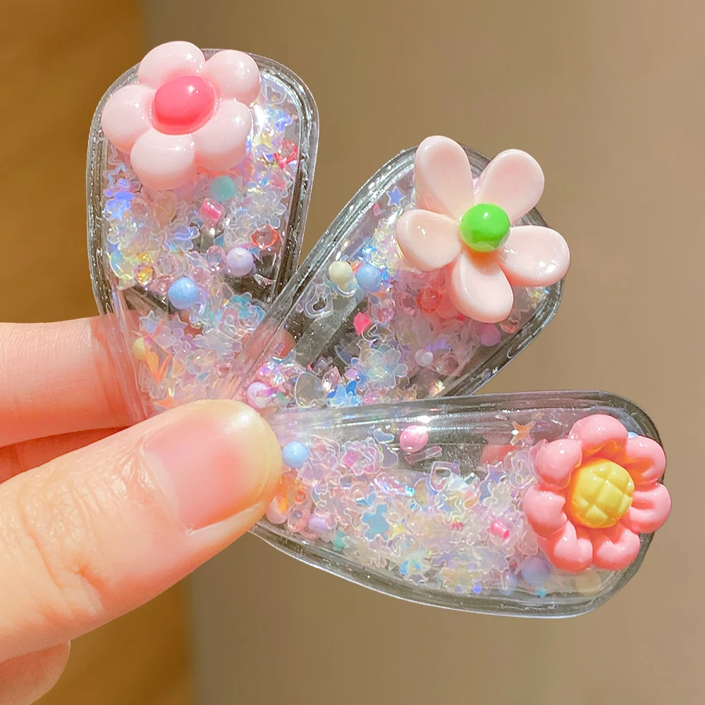 10/20-Piece Random Flower Glitter Clips: Cute Style, Gift for Friends & Kids