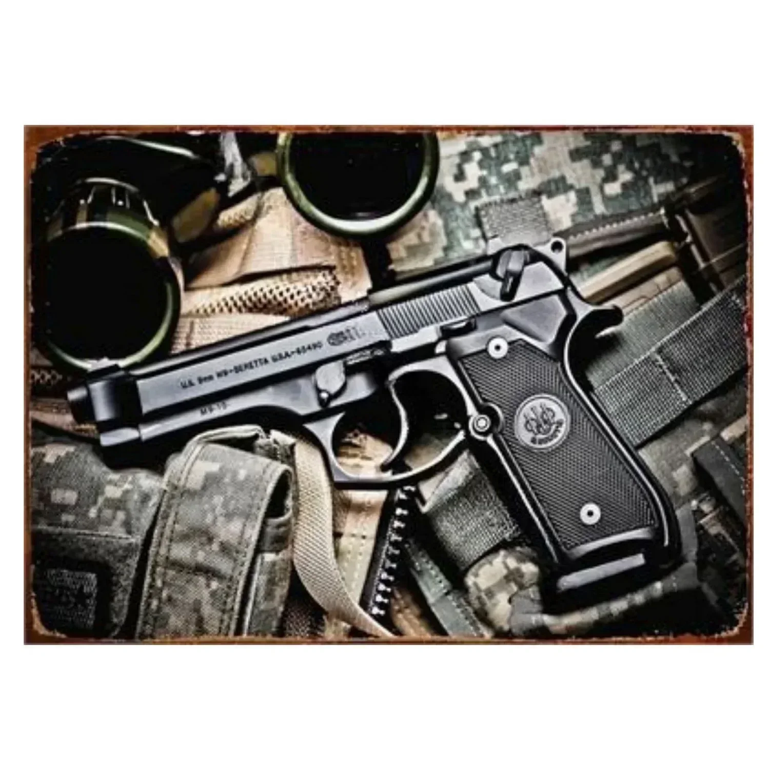 Metalen pistoolborden, straalt militaire flair uit, ideaal als wanddecoratie in de mensgrot, huis, café, tuin, club en barinstellingen.