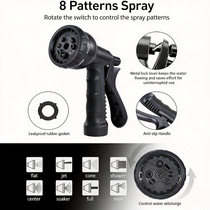 Retractable Garden Hose Set, High-pressure Car Wash Hose, Water Gun, Garden Watering Flower and Vegetable Magic Retractable Hose