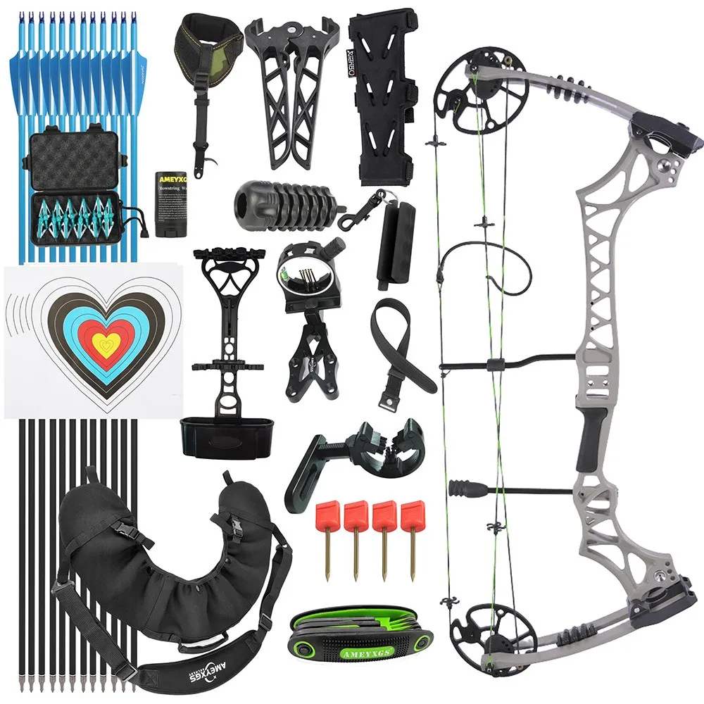 Compound Bow 32'' Axle-to-Axle IBO 320fps 30-70lbs Adjustable Draw Weight for Adults Beginners Outdoor Hunting Target Shooting