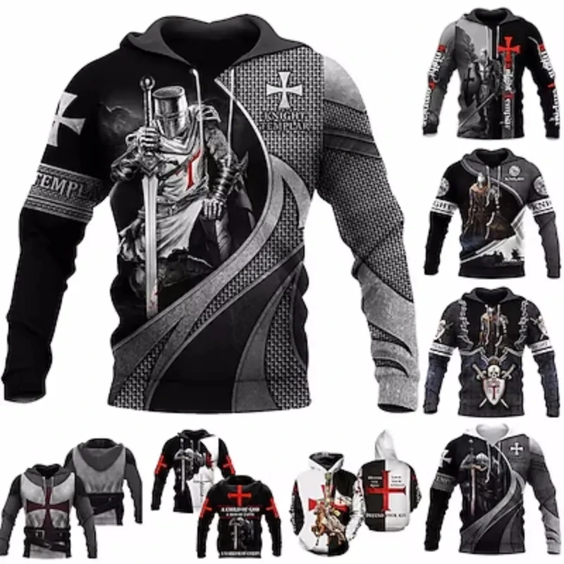 

Graphic Knights Templar Cross Hoodie, Hoodie impresso 3D, Jumper, Novo design, 2024