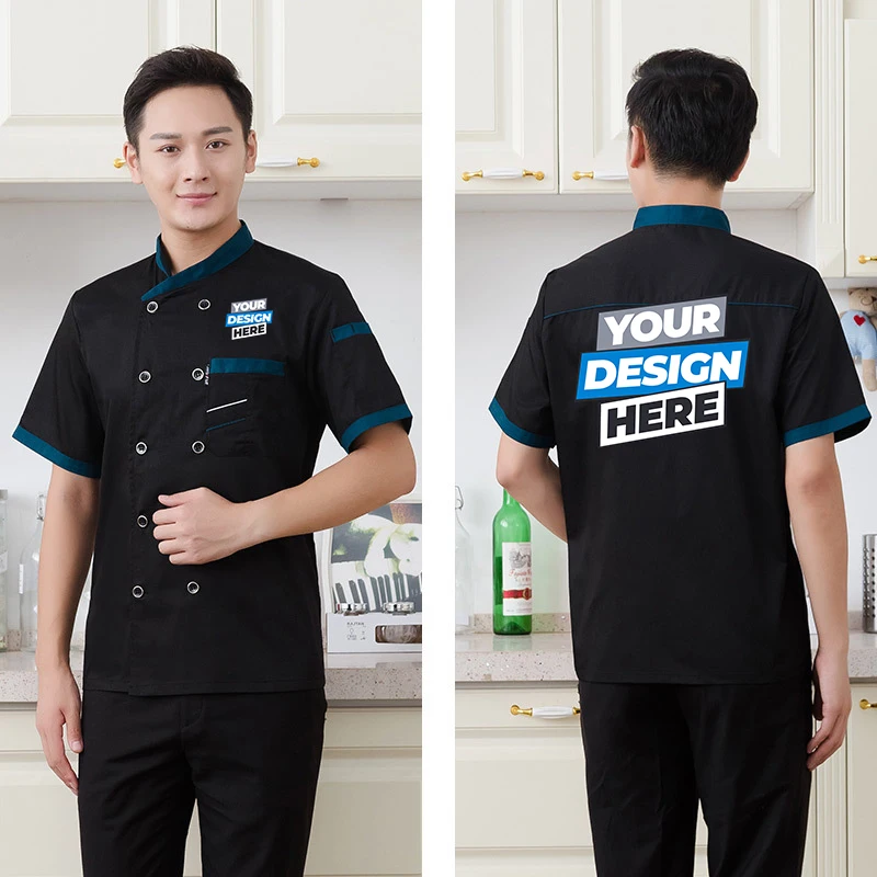 カスタムロゴ付きシェフジャケット,ケータリング,レストラン,ユニセックス,半袖,無料デザイン,サイズM-4XL個