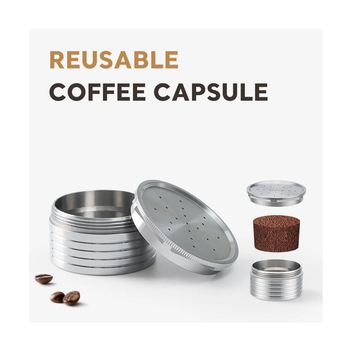 エスプレッソ用の再利用可能なコーヒーカプセル,ステンレス鋼のフィルターポッド,コーヒーマシン