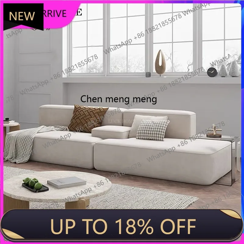 

M78 Italian minimalist straight row module cotton and linen fabric sofa living room tofu block sofa combination