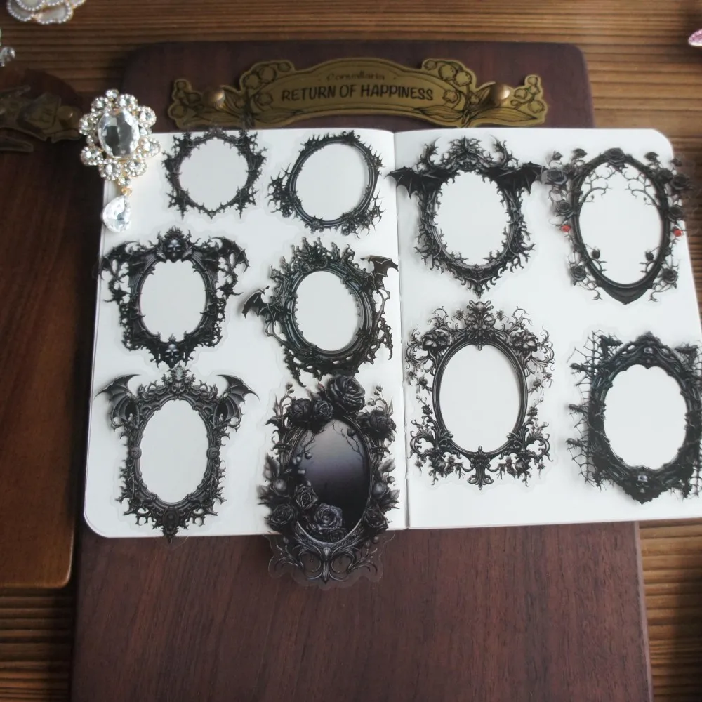 15 Pcs Horror Story Rose Skull Frame Design Pvc Sticker Gift Tag Decoration Scrapbooking DIY Sticker