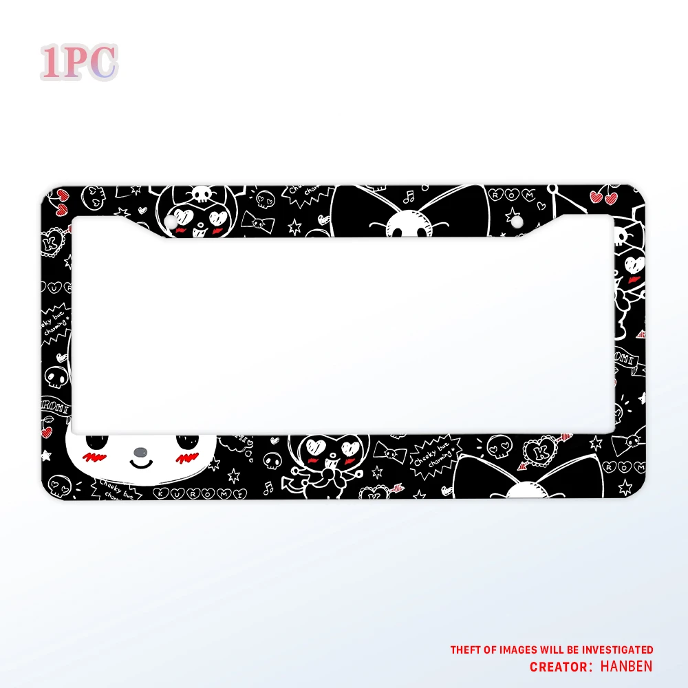Cute cartoon pattern license plate holder, black matte aluminum license plate holder suitable for US vehicles 12x6inch gift