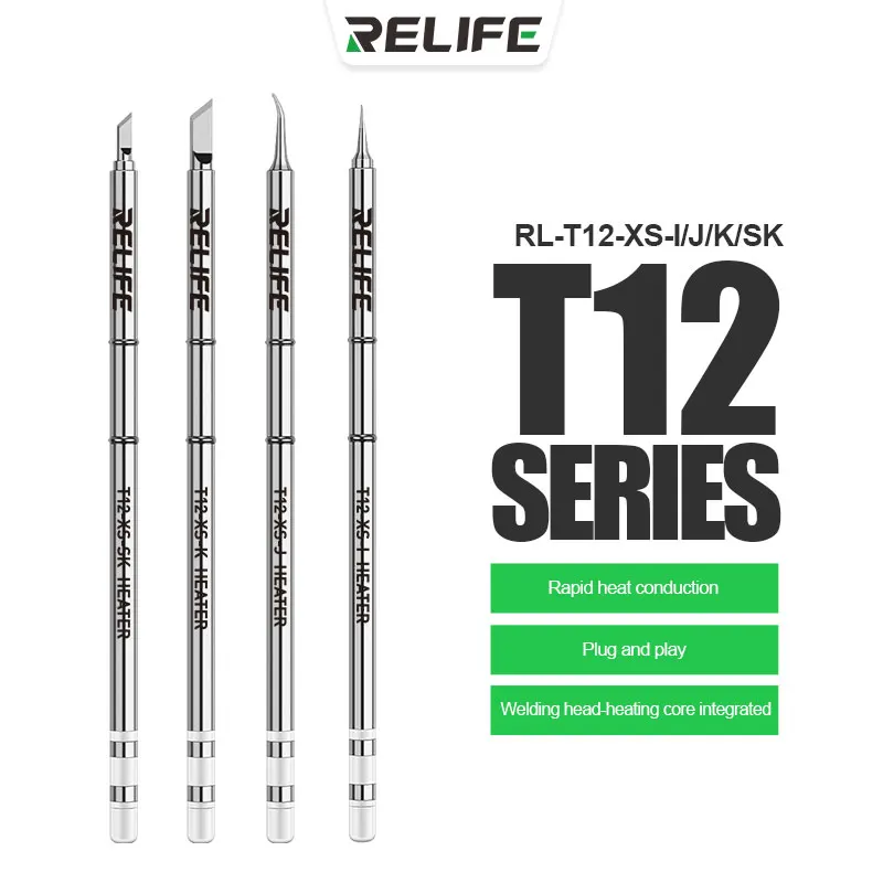 

RELIFE RL-T12-XS-I/J/K/SK T12 Welding Head Series Rapid Heat Conduction Plug and Play Repair Welding Tool Soldering Iron Tips
