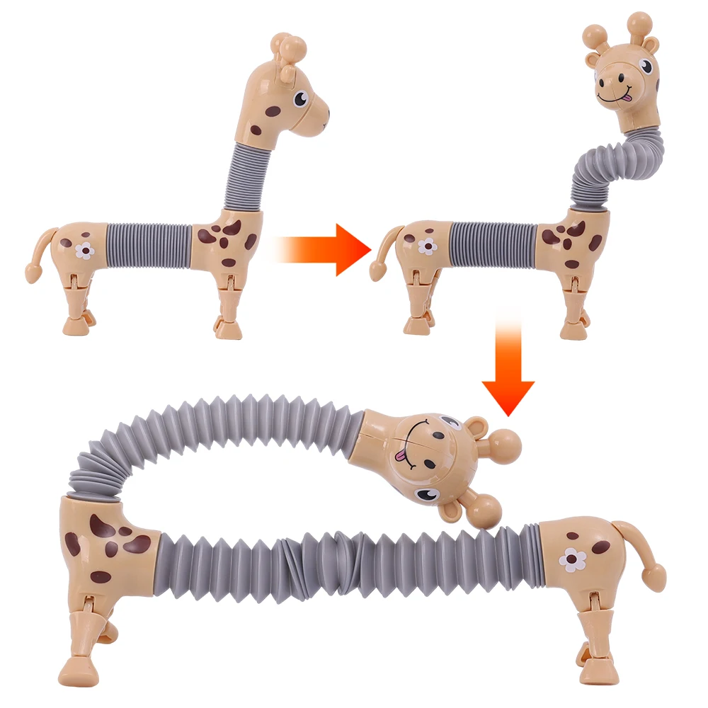 Creative Suction Cup Telescopic Tube Giraffe Toy for Kids  DIY Funny Stretch Giraffe Decompression Baby Puzzle Educational Toys