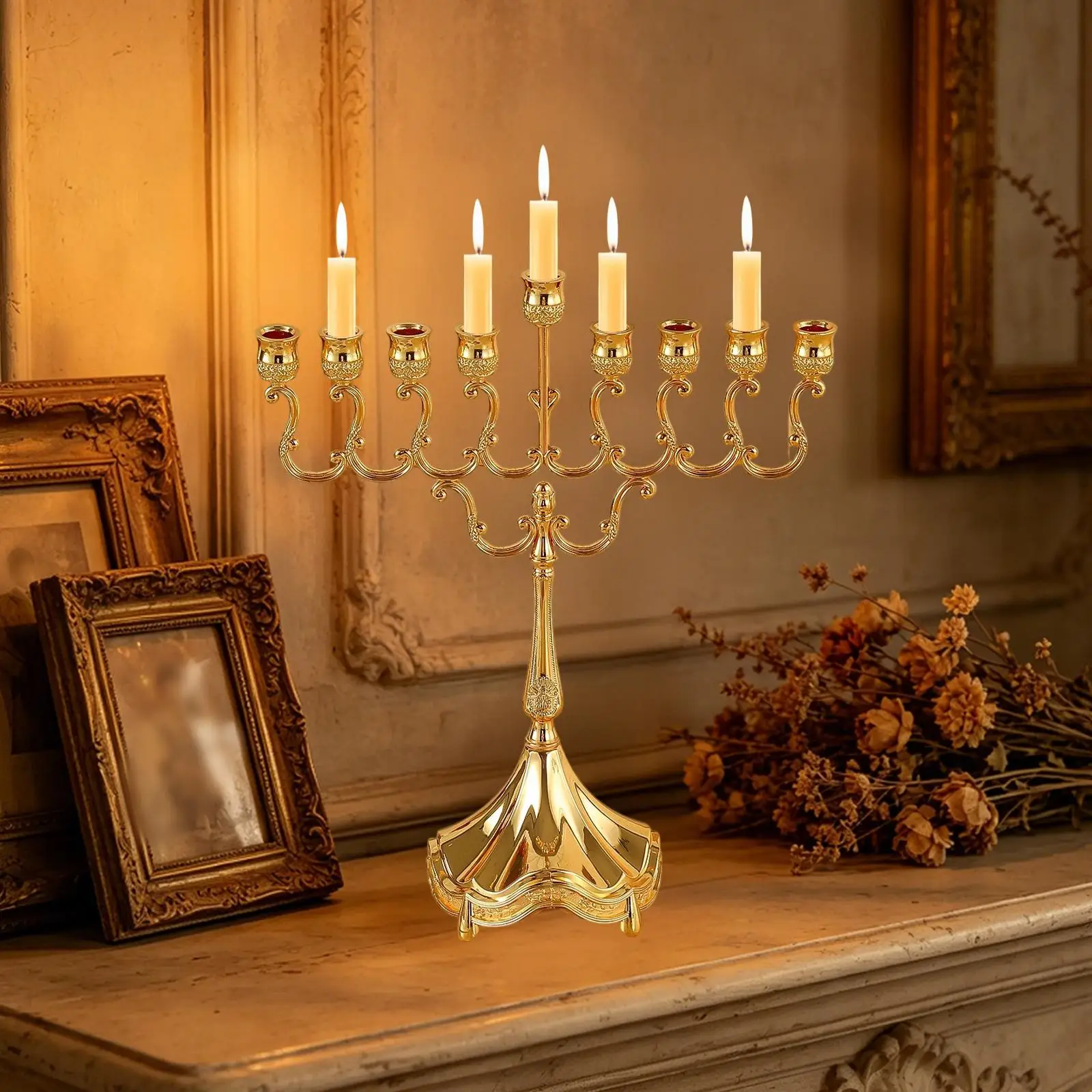 Nine Branches Candle Holder Vintage Candelabrum Luxury Wedding Table Ornament for Home Decoration