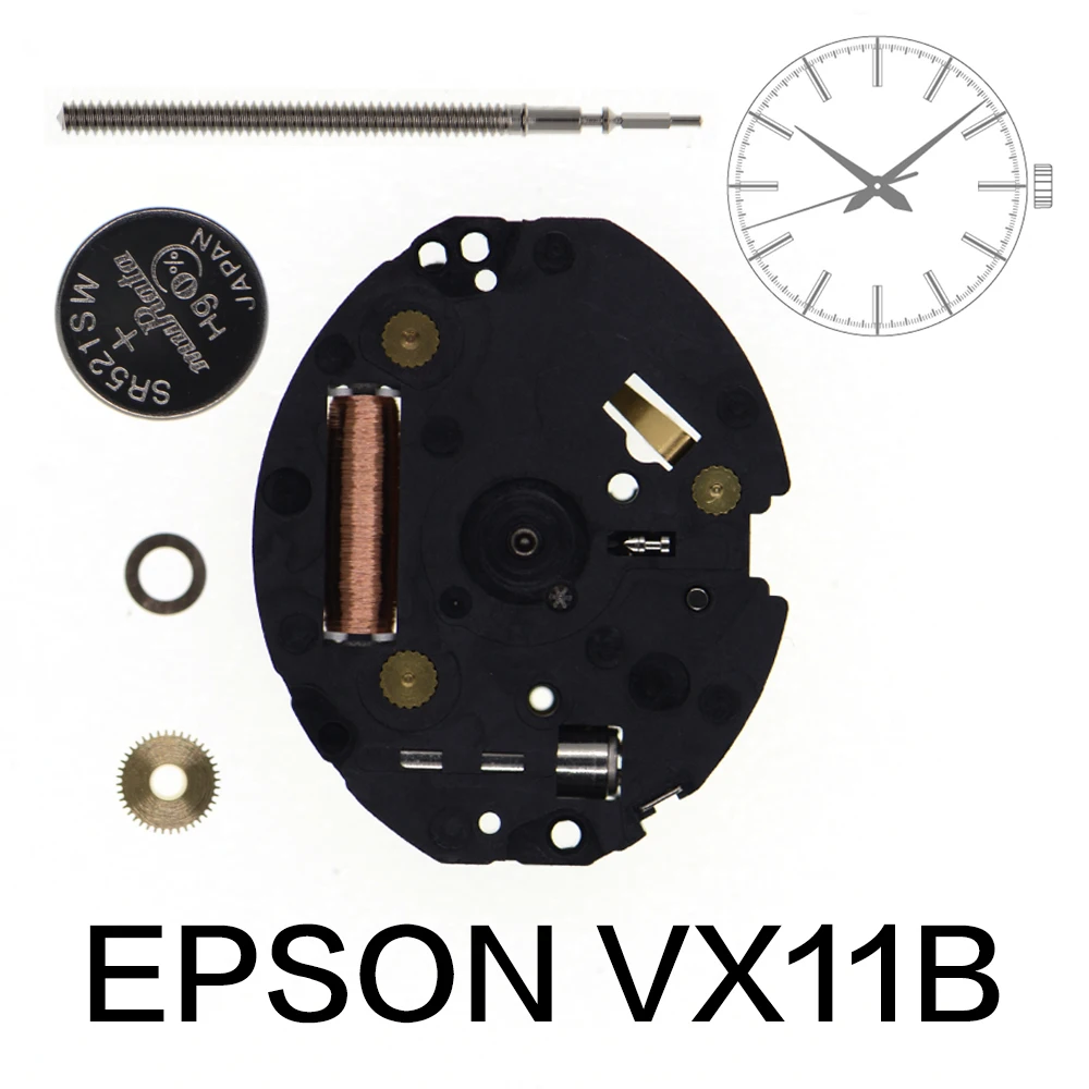 EPSON-movimiento de cuarzo VX11B, accesorios de reparación originales japoneses, movimiento Delgado, tres manos