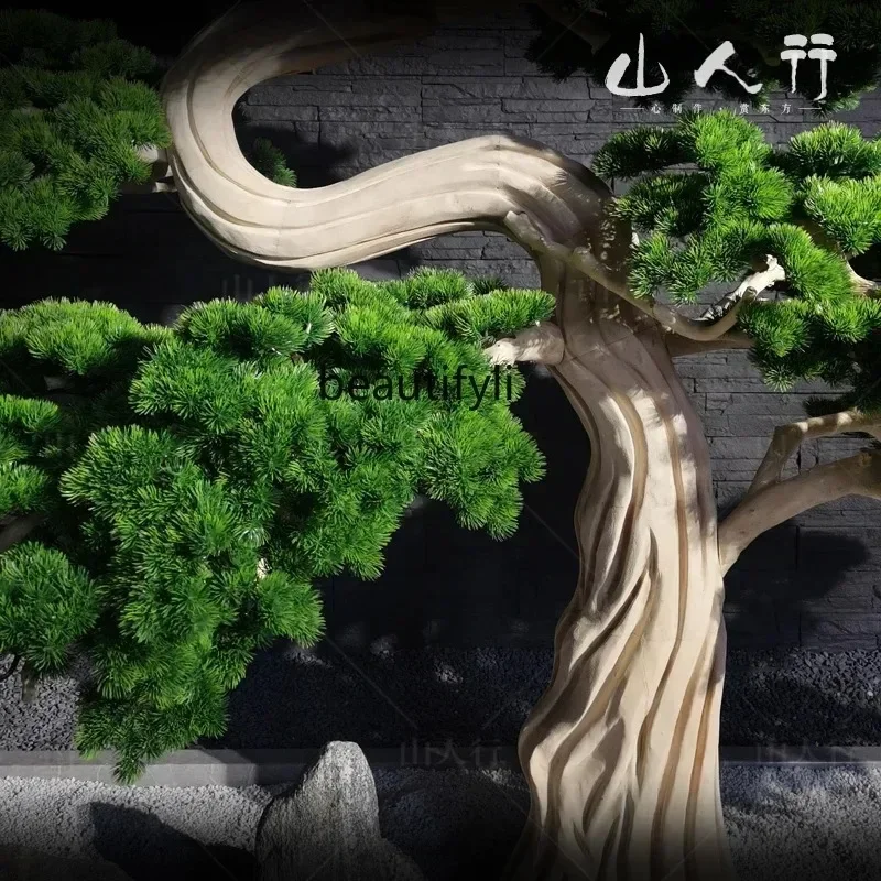 37   Simulated welcome pine beauty pine tree green plant hotel lobby fake tree entrance floor ornament