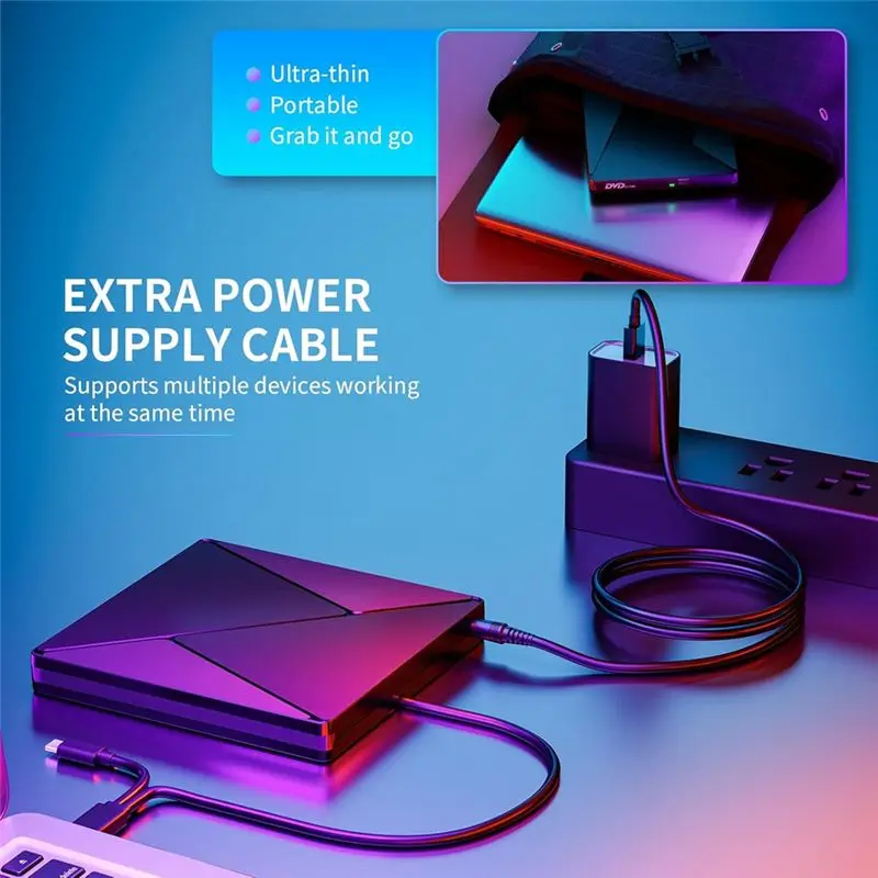 B63B-External CD/DVD Drive,Portable DVD Reader Writer ROM Drive,CD Burner External Disk Drive For Laptop Desktop Mac,Windows