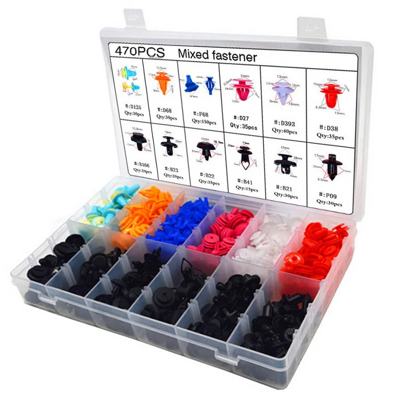 

Box-Packed Auto Fastener Kit 470PCS - 12 Kinds Mixed Plastic Nylon Rivet Clamp for Toyota Lexus