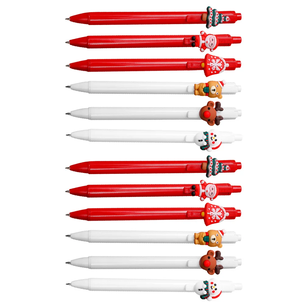 

12 Pcs Christmas Pen Students Signature Pens Office Cartoon Gel Themed Xmas Design Ink Plastic