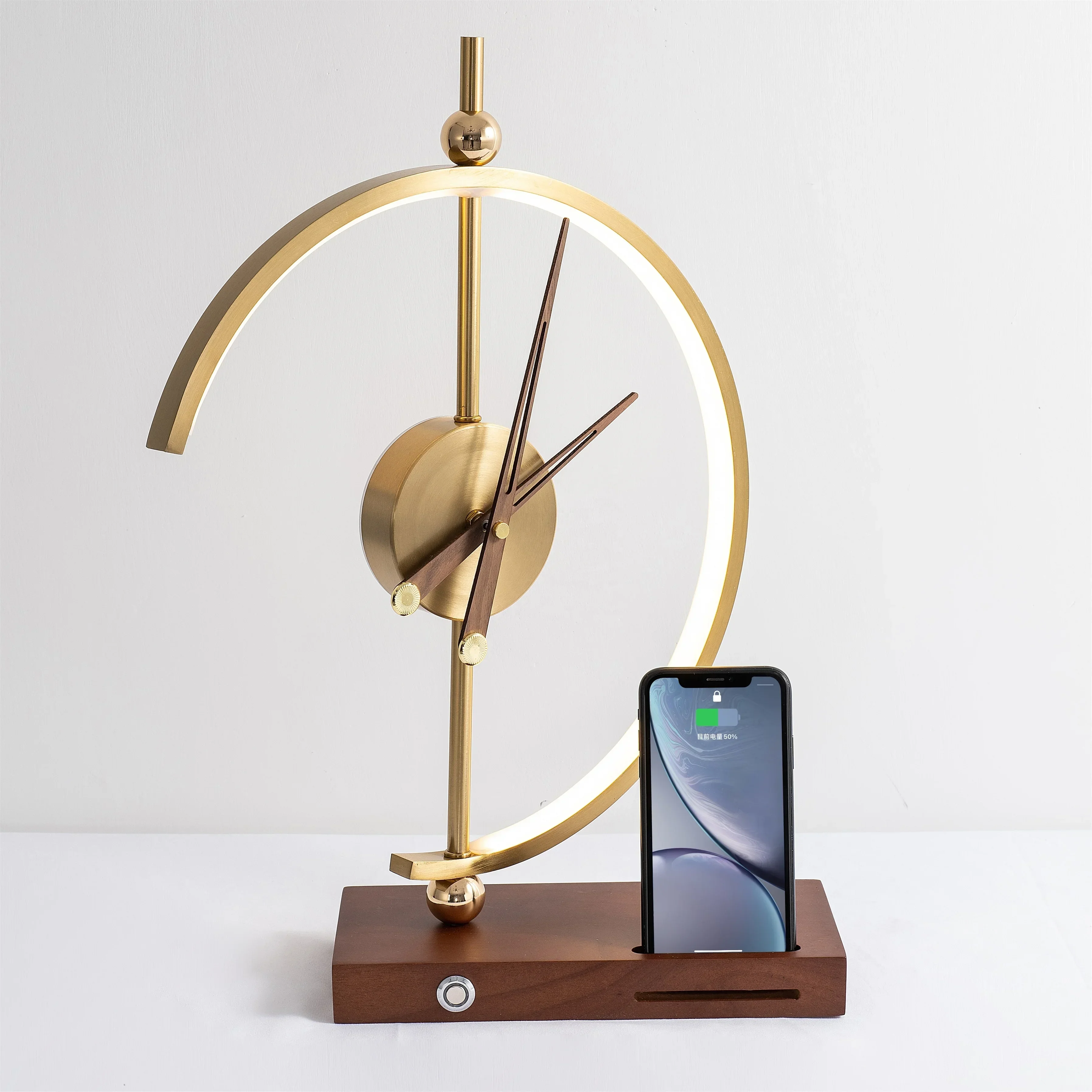 

Trending products 2024 new arrivals smart home lights wireless charging LED table lamp modern G clock lamp with usb port