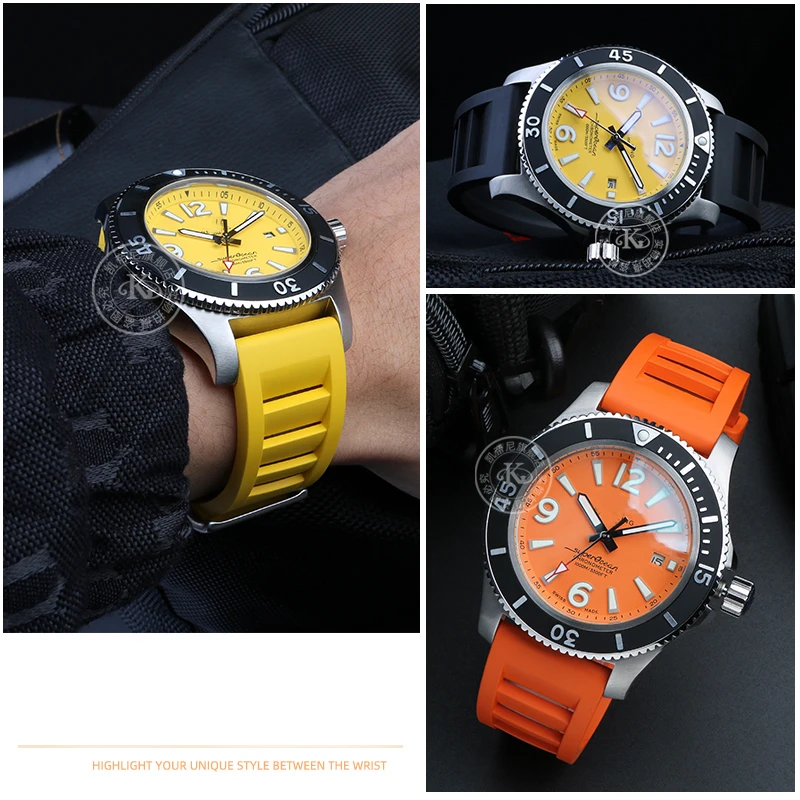 Gumowy pasek do zegarka fluoru 20mm 22mm do Breitling bransoletka adaptacja paska do każda marka zegarków nurkowych