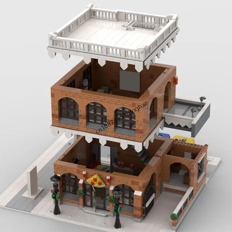 3509PCS 시티 핫셀링 스트리트 뷰 모크 윈터 빌리지 피자리아 아르테 스토어 모델 창의적인 아이디어 장난감 생일 선물 블록