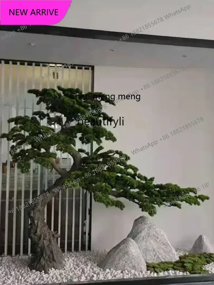 Large Artificial Greeting Pine Root Carving Pine Tree Hotel Staircase Landscape Decoration Display Tree