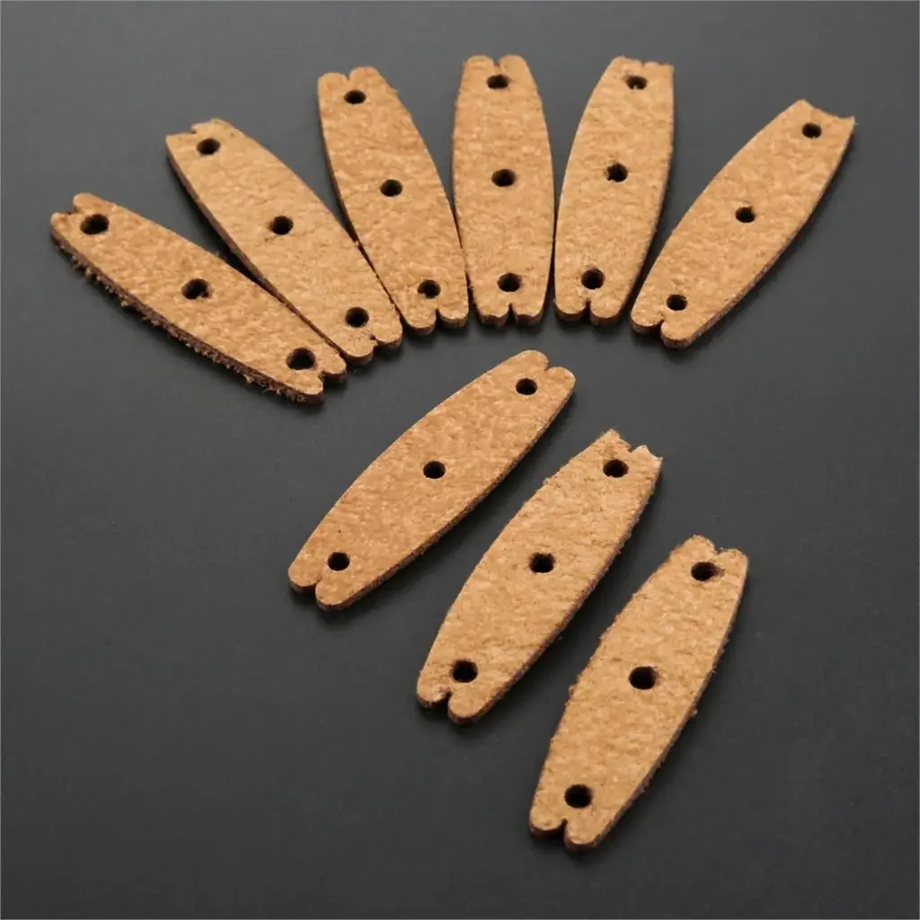 Brown 10pcs Slingshot Pouches Microfiber Leather with Multi Hole Outdoor Hunting Catapult Rubber Band Accessories 55mm*16mm*10mm