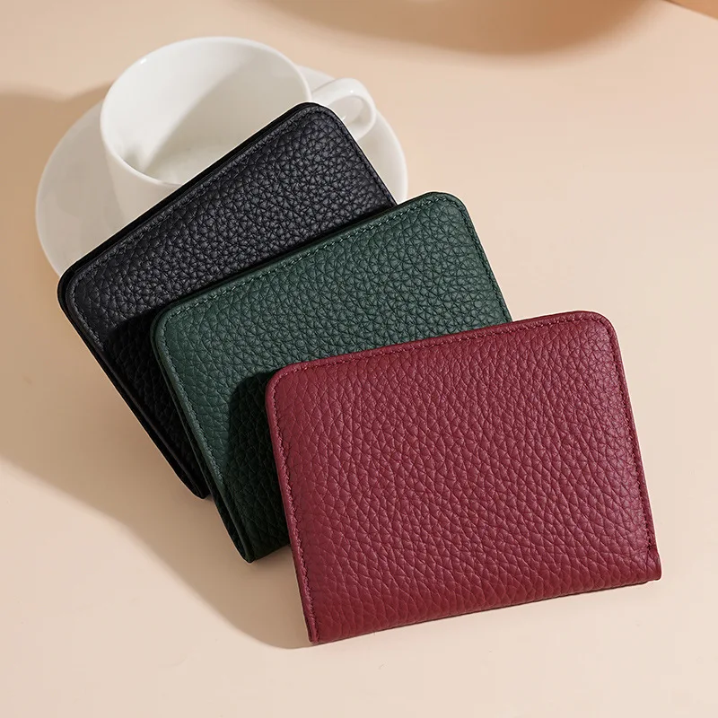 Western RFID Blocking Cowhide Leather Women Wallet Large Capacity Cards Zipper Coin Purse for Ladies