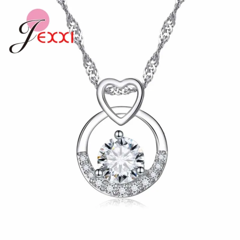 جديد وصول 925 فضة قلادة مستديرة قلادة بنات اكسسوارات الزفاف النساء الفاخرة تشيكوسلوفاكيا حجر الراين مجوهرات #1